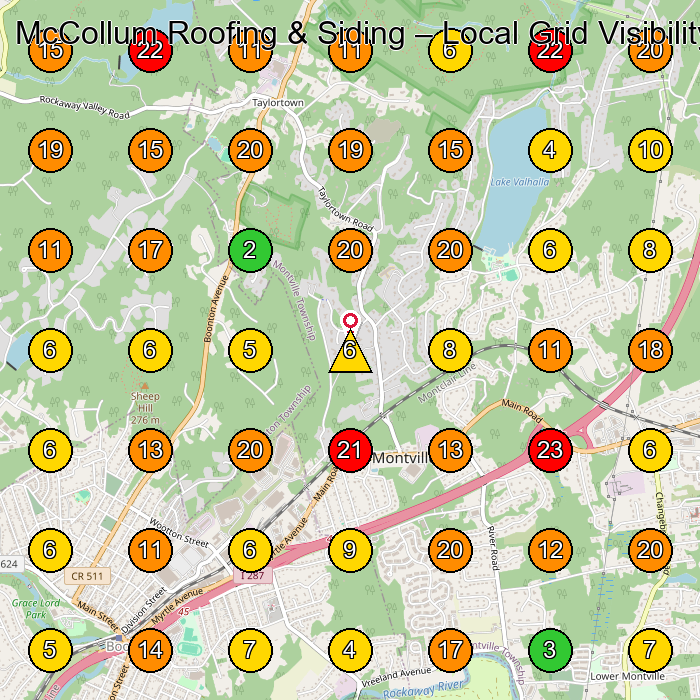 McCollum Roofing & Siding Roofing Contractor GeoGrid ranking map for None